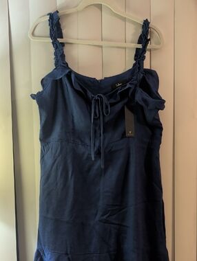 Lulu's Navy Ruffle Tie-Front Empire Waist Mini Dress.  XL NWT